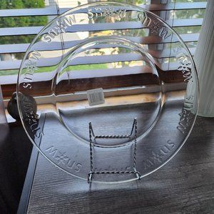 ANCHOR HOCKING Glass 13" Place that has SNOW around rim. NWT